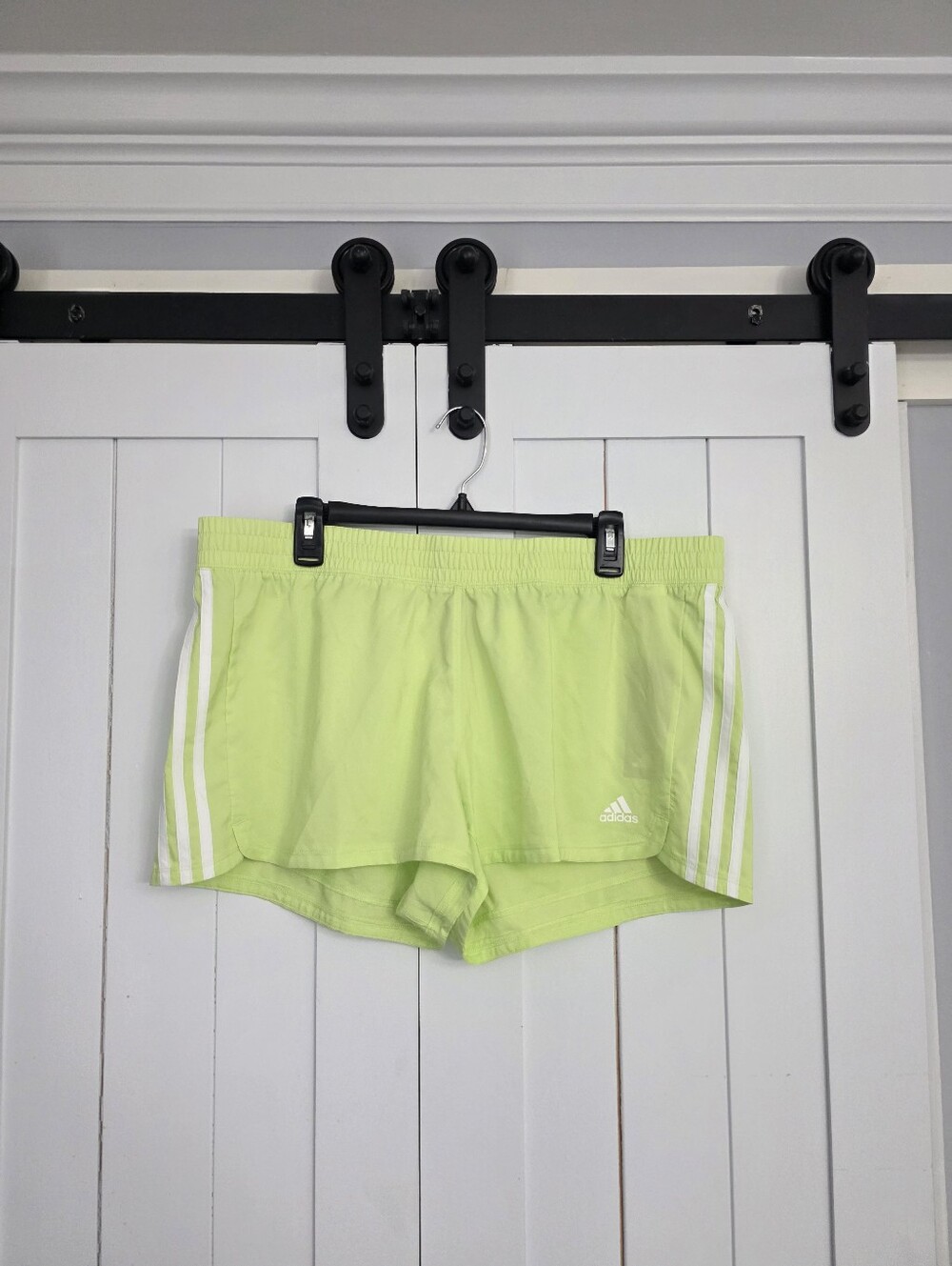 Adidas Women's 3-Stripes Pacer Woven Shorts in Lime Green. NEW!